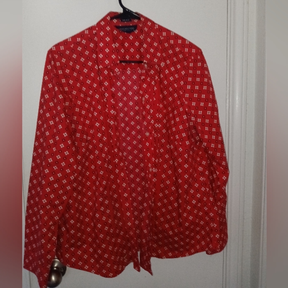 Women's Jones New York red button down blouse 0xl